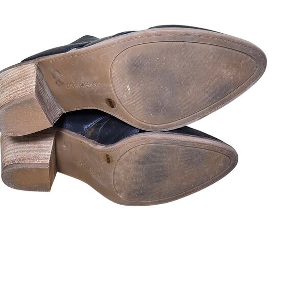 Lucky Brand Orinthia Leather Black Amsterdam Mules Slides Block Heel Size 8.5 M - Picture 7 of 8